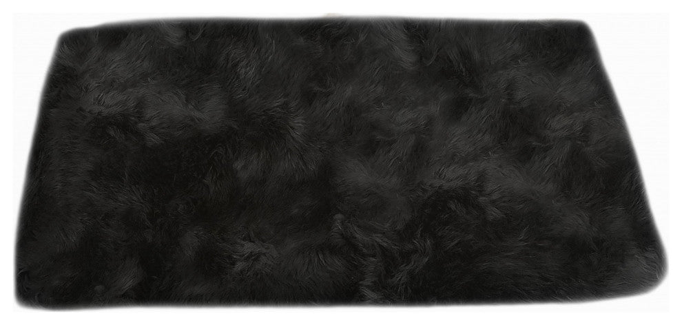 3' X 5' Black Natural Rectangular Sheepskin Area Rug