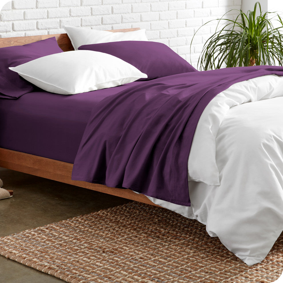 Bare Home 1800 Microfiber Sheet Set, Plum, Queen