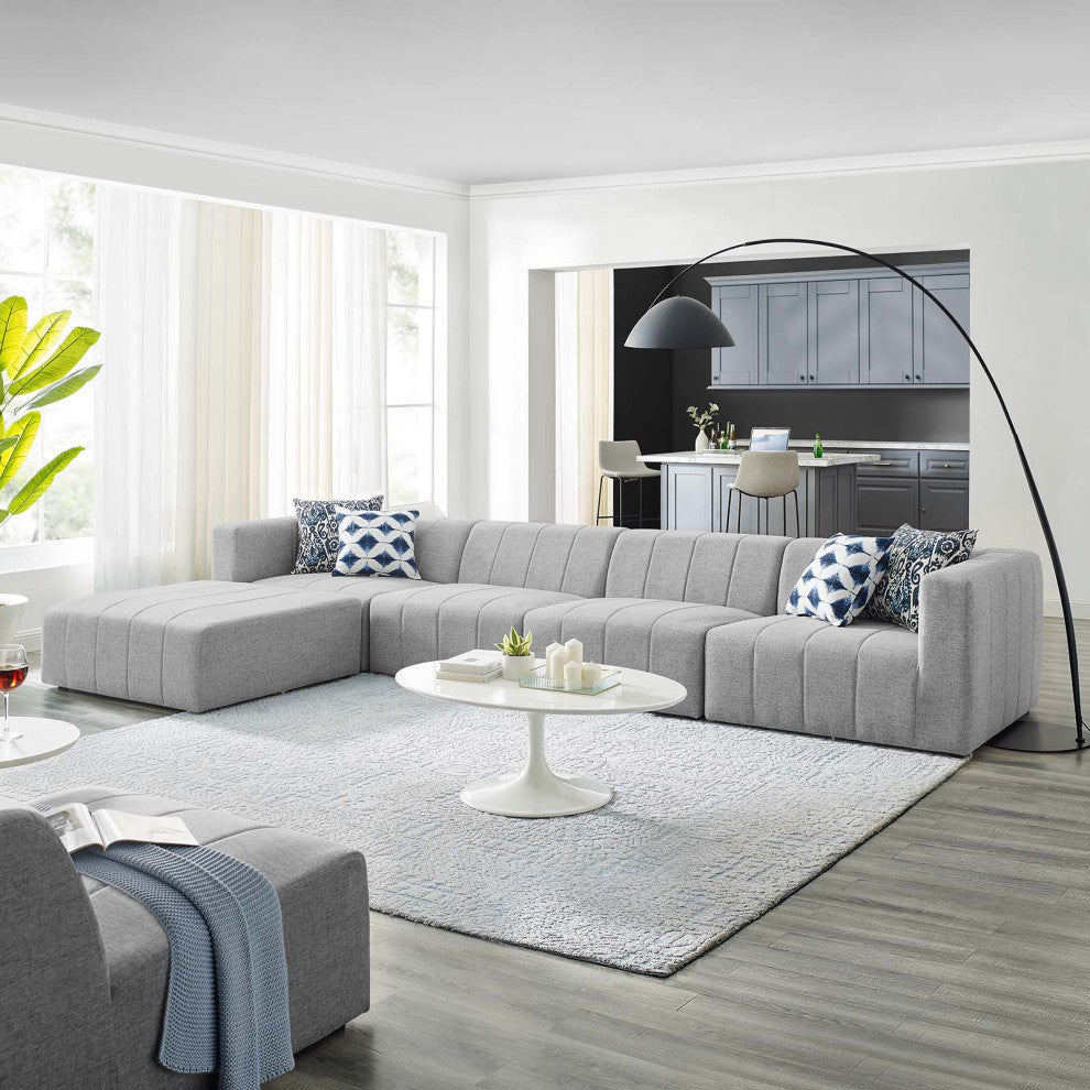 Sectional Sofa Set, Fabric, Gray, Modern, Living Lounge Hotel Hospitality