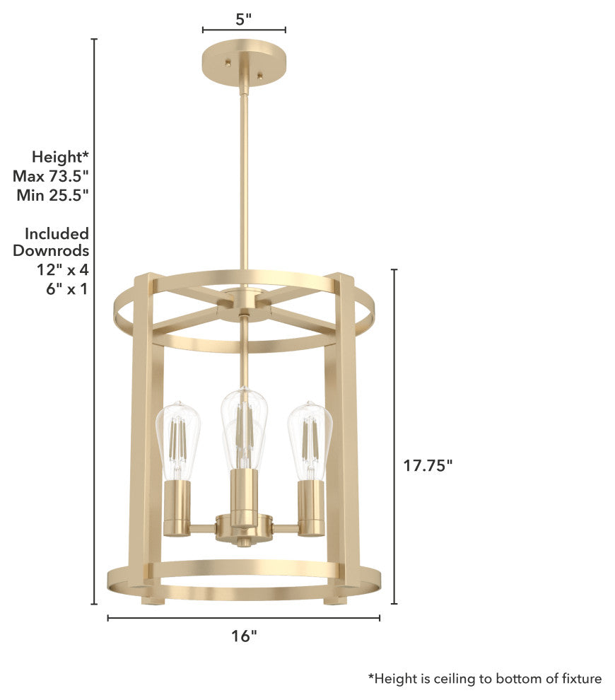 16" Astwood Alturas Gold 4 Light Chandelier Ceiling Light Fixture