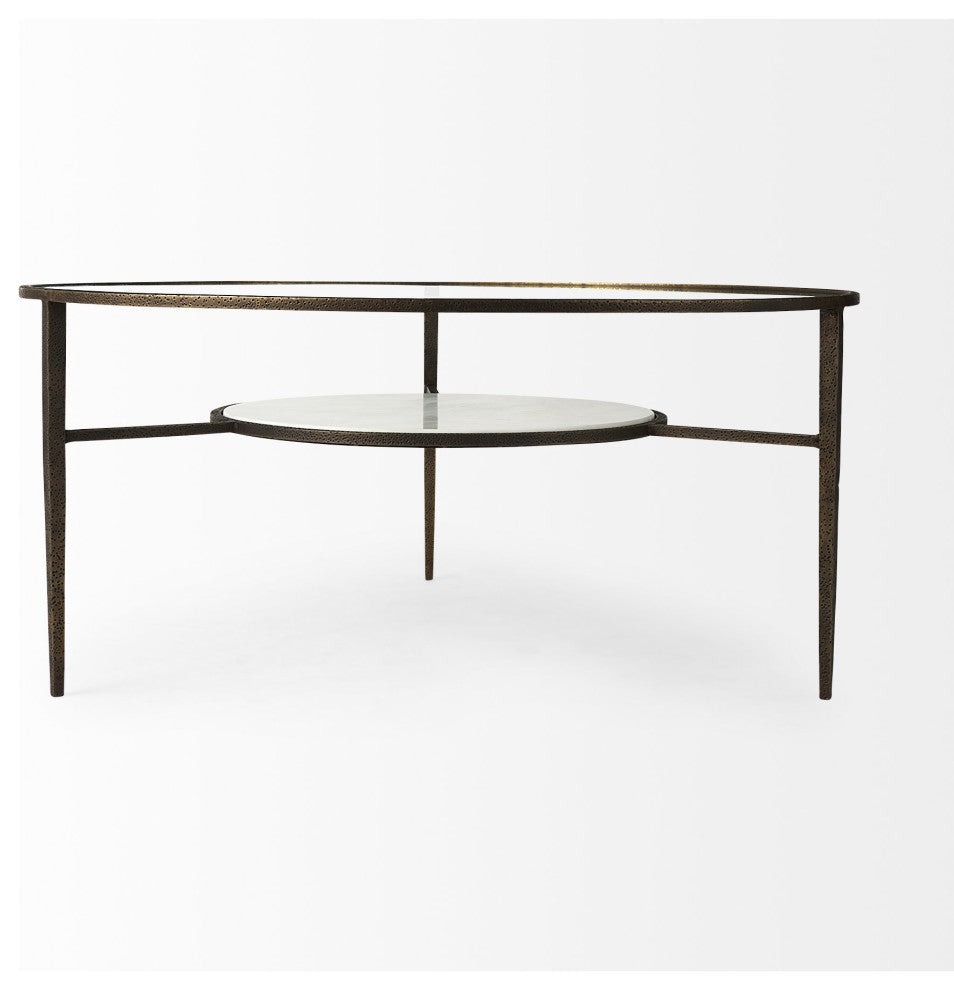 Felicity 36Lx36Wx16H Marble Top With Iron Frame Coffee Table