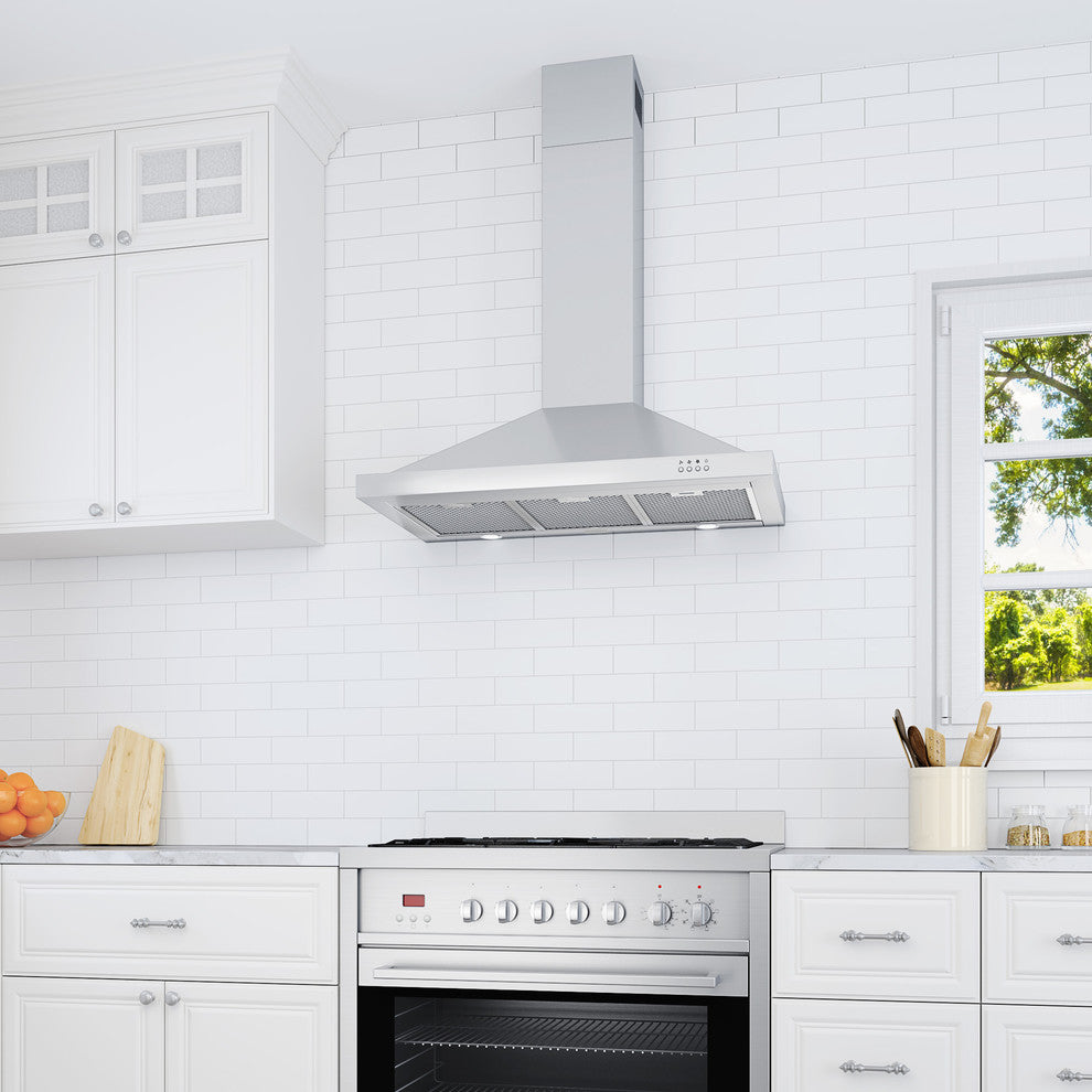 WPS636 Wall Mount Pyramid Stainless Steel Range Hood, 36"