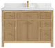 Sonoma 48 Single Sink Bath Vanity in Light Natural Teak with 2" Calacatta Nuvo