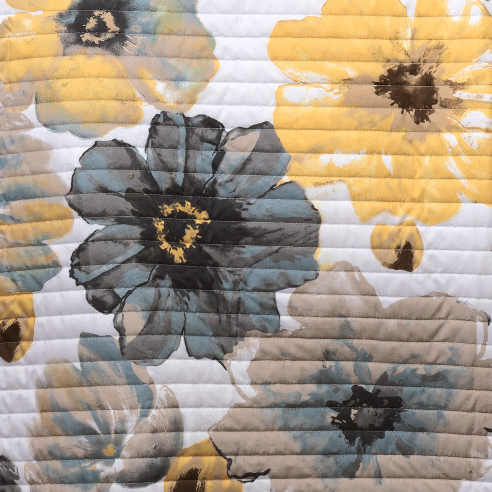 Leah Reversible 3-Piece Quilt Set, Yellow/Gray, King