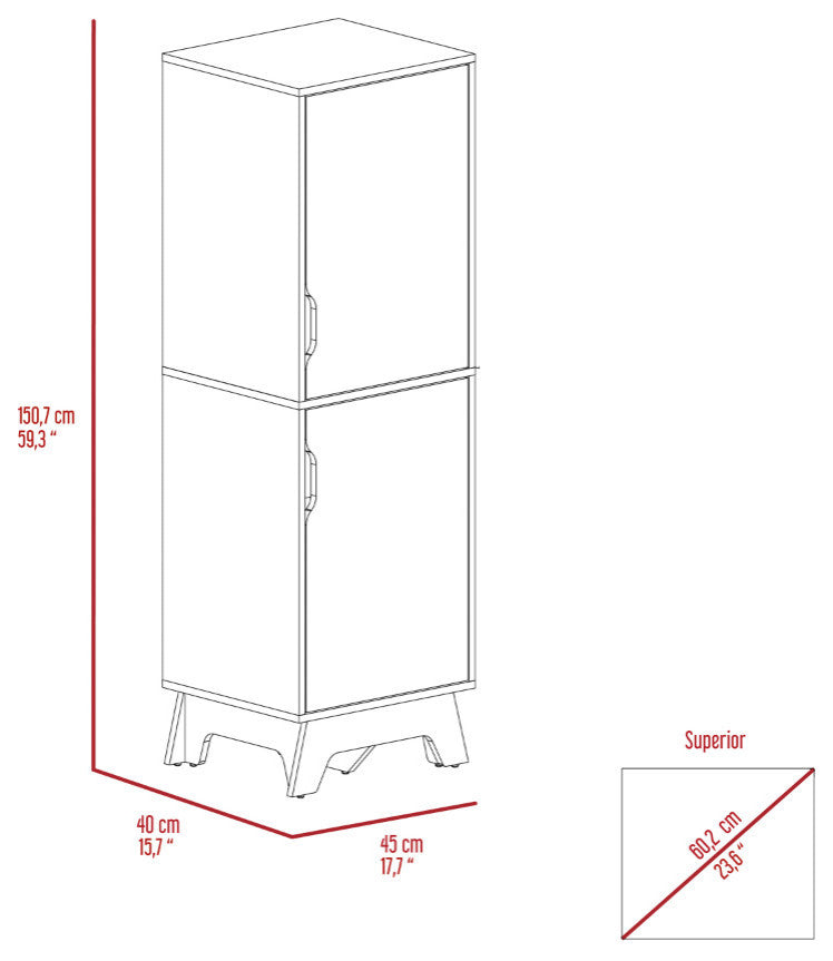 Single Kitchen Pantry Wallas, Kitchen, Light Oak / White