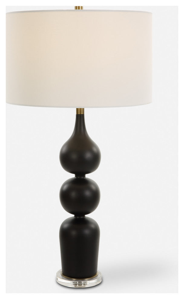 Curvy Matte Black Stacked Spheres Table Lamp 33 in Sleek Contemporary White