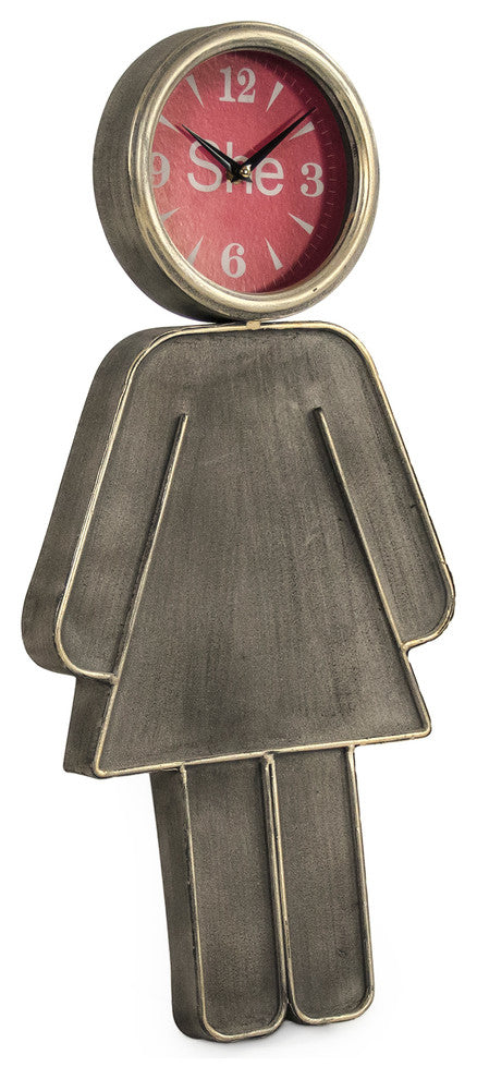 Rustic Metal Girl Wall Clock