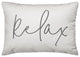 'Relax' Thin Script Outdoor Lumbar Pillow, White