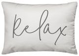 'Relax' Thin Script Outdoor Lumbar Pillow, White