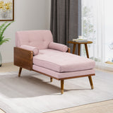 Miles Fabric Chaise Lounge, Light Blush and Dark Walnut