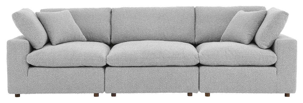 Commix Down Filled Overstuffed Boucle Fabric 3-Seater Sofa