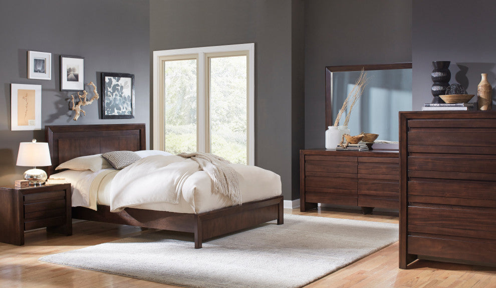 Modus Element 6 Piece Cal King Bedroom Set With 2 Nightstand, Chocolate Brown