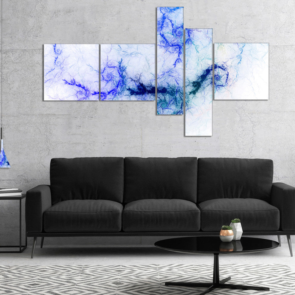 Sparkling Blue Stormy Sky, Abstract Canvas art print, 60"x32", 5 panels