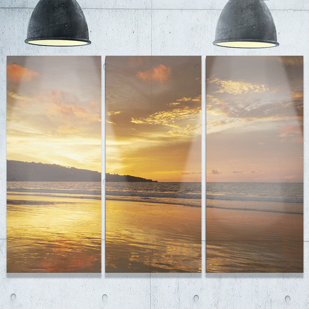 "Amazing Beach With Beautiful Breaking Waves" Metal Wall Art, 3 Panels, 36"x28"