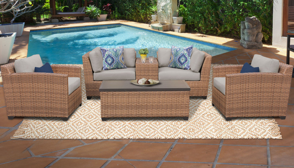 Laguna 6 Piece Outdoor Wicker Patio Furniture Set 06d
