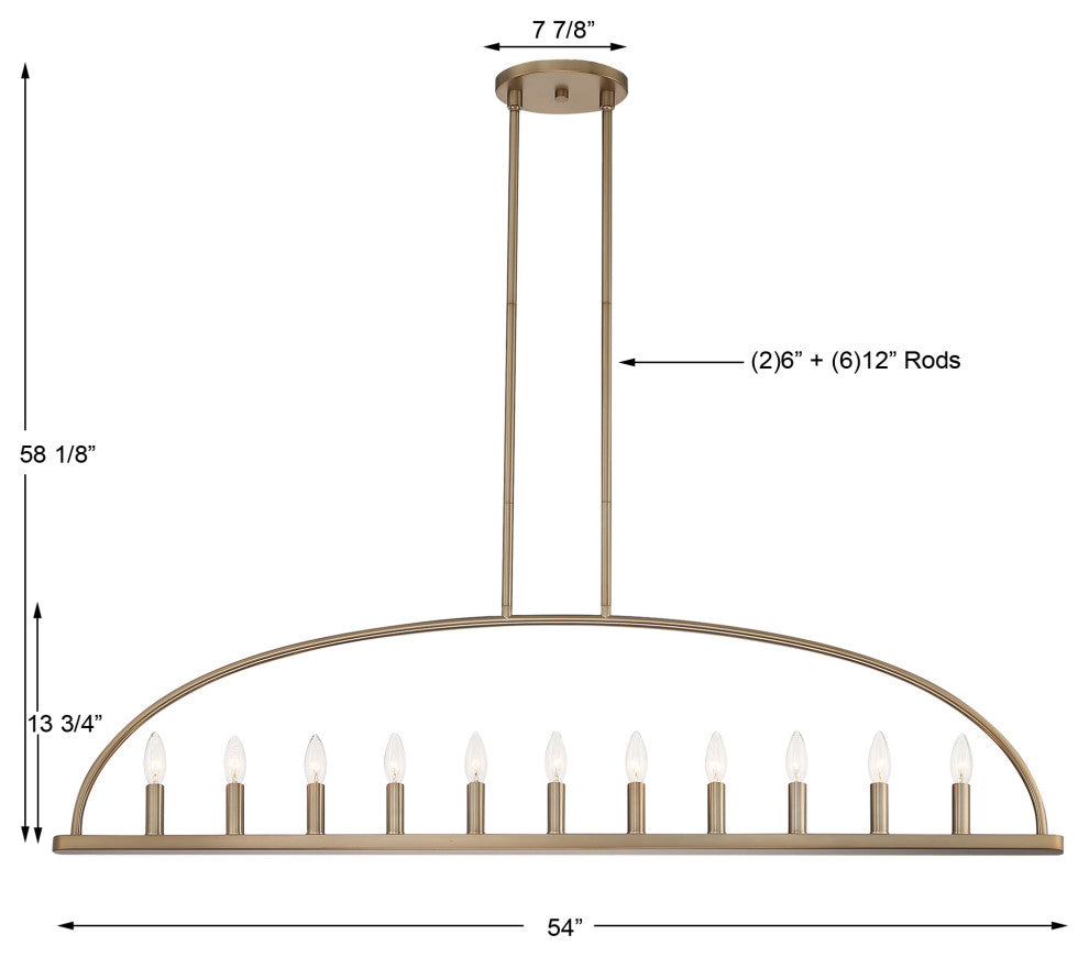 Crystorama Lighting Group ABB-3009 Abbott 11 Light 54"W Taper - Black