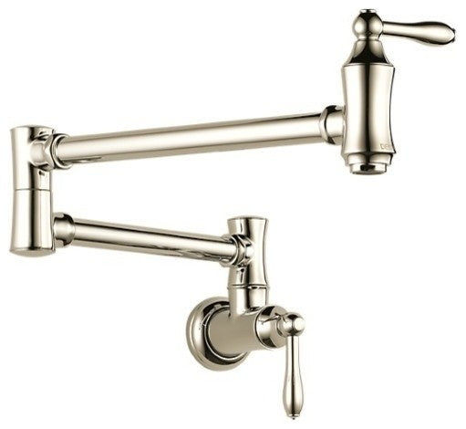 Delta Traditional Wall Mount Pot Filler, Polished Nickel, 1177LF-PN
