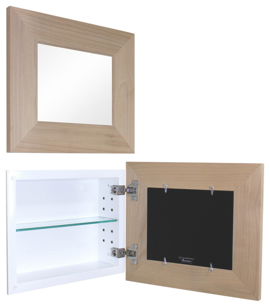 14x11 Landscape Mirrored Medicine Cabinet, Unfinished Flat Frame