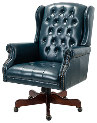Executive Swivel Office Task Chair With Tufted Back, Turquoise