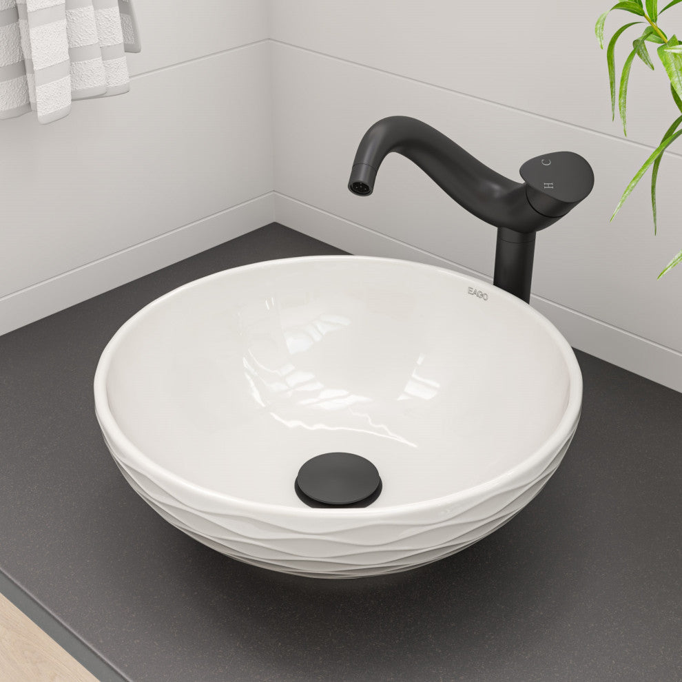 Alfi Brand Abc909 White 17" Decorative Round Vessel Above Mount Ceramic Sink