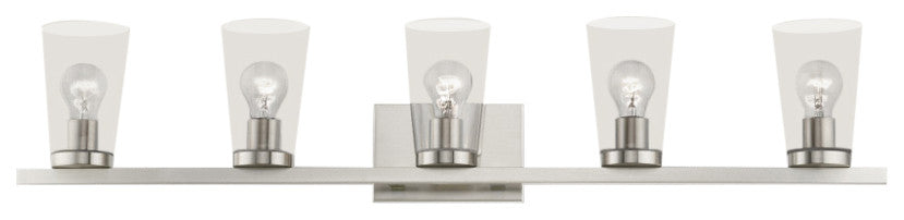 Cityview 5 Light Brushed Nickel Extra Large Vanity Sconce With Clear Glass