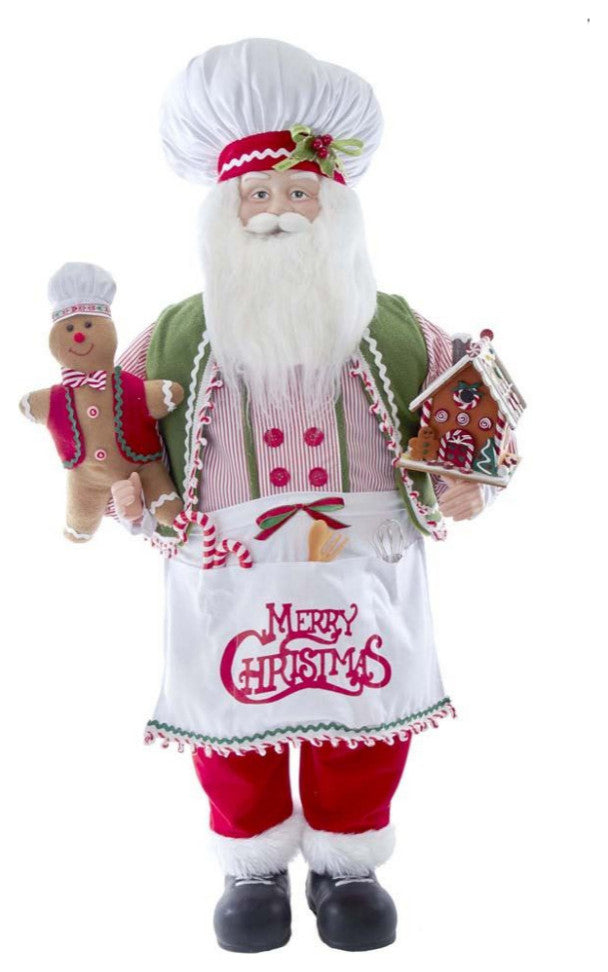 Kurt Adler 40" Christmas Chef Santa with Gingerbread
