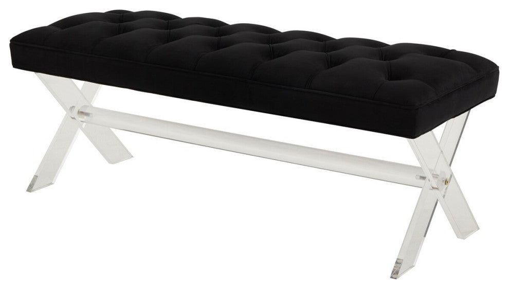 Safavieh Couture Tourmaline Tufted Acrylic Bench, Black