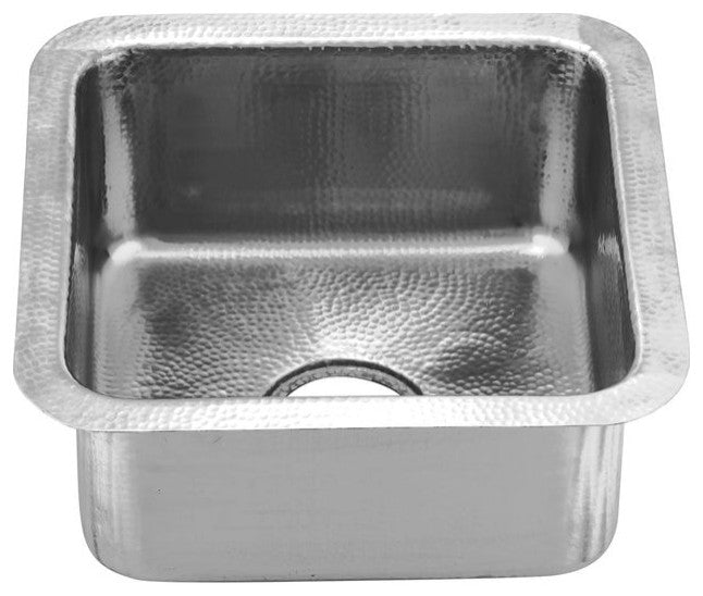 Nantucket Sinks SQRS-7MF 16.5 Inch Square Hammered Satin Matte Finish Stainless