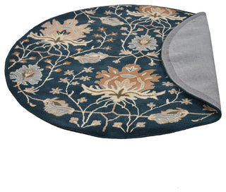HAND TUFTED WOOL ECO-FRIENDLY AREA RUGS- Round, Blue, Floral