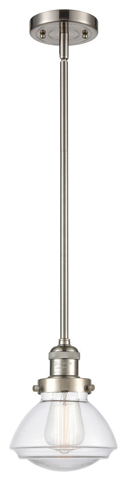 Olean 1-Light Mini Pendant, Brushed Satin Nickel, Clear