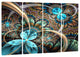 "Light Blue Fractal Flower" Digital Floral Canvas Print, 4 Panels, 48"x28"