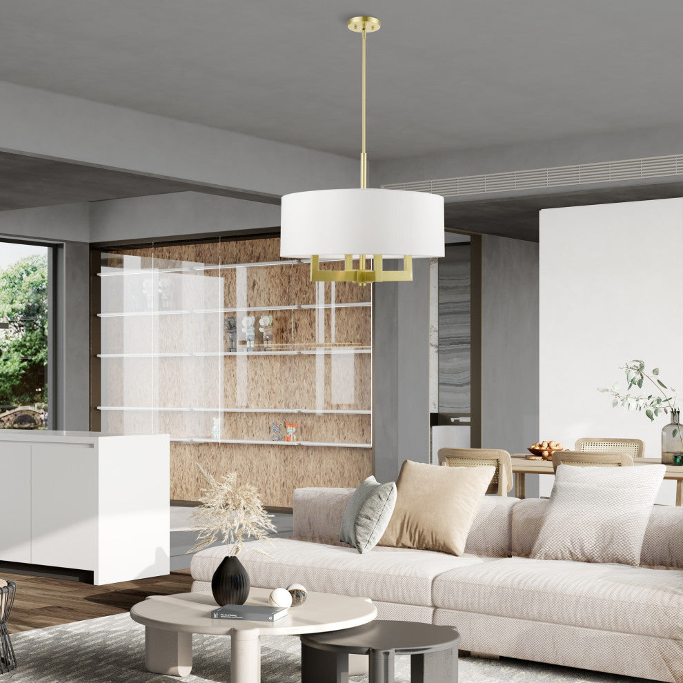 Cresthaven 4 Light Satin Brass Pendant Chandelier