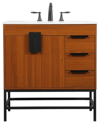 Home Living 22" Modern Teak-Light Bathroom Vanity