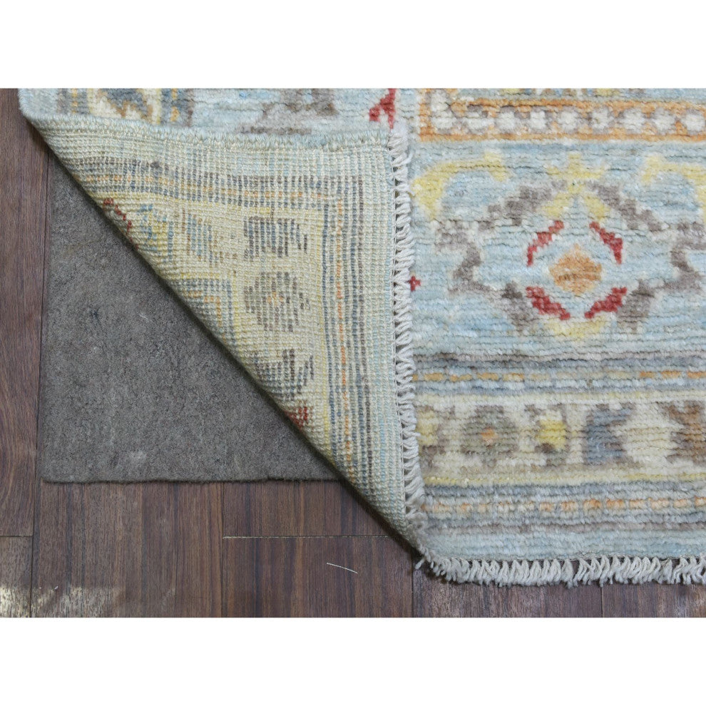 Light Blue Afghan Angora Oushak Hand Knotted Natural Wool Oriental Rug 6'2"x9'5"
