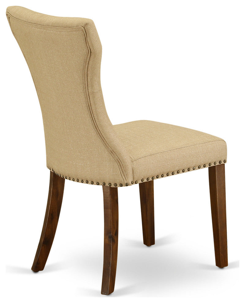 Gallatin Parson Chair, Antique Walnut 401 Leg, Brown Fabric Color Set of 2