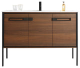 Oakville Bath Vanity, Ceramic Sink, Walnut Ebony, 48 Inch, Black Hardware