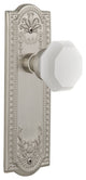 Meadows Plate Passage Waldorf White Milk Glass Knob, Satin Nickel