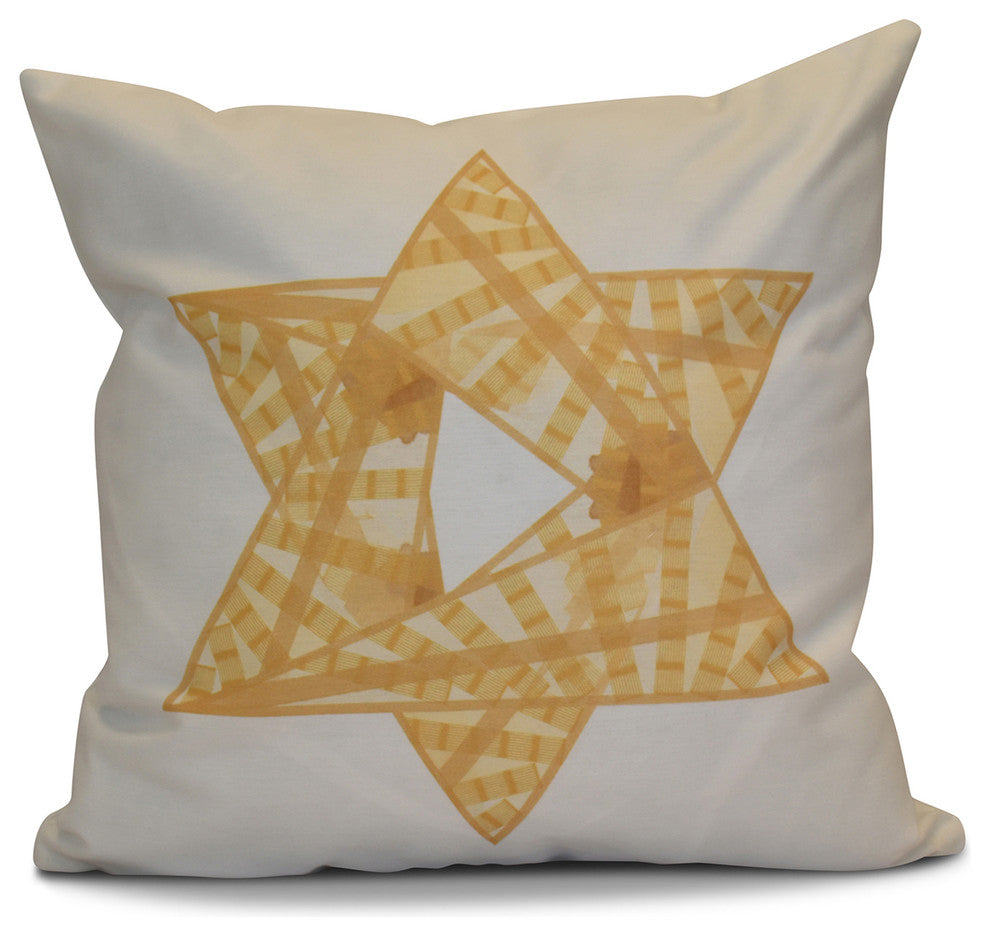 Decorative Holiday Pillow Geometric, Gold, 26"x26"