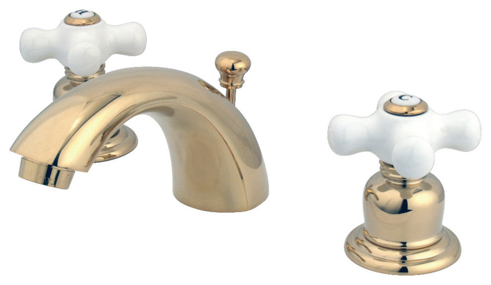 Victorian Widespread Bathroom Faucet, Polished Brass