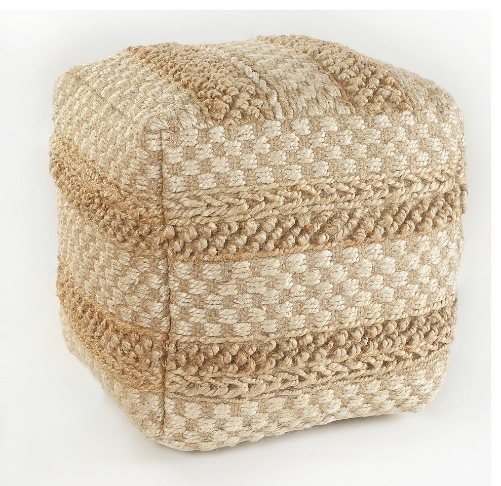 Natural Jute Checkered Pouf