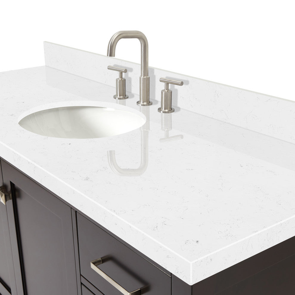 Ariel Cambridge 60" Single Sink Vanity, Carrara Quartz, Oval