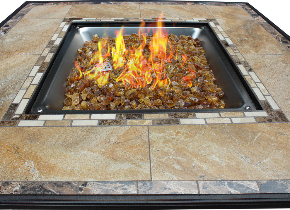 AZ Patio Heater Marble Tile 40" Square LP Fire Pit Table