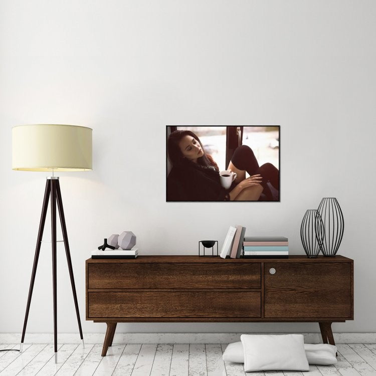 "Morning Coffee" Framed Canvas Giclee by Rod Clemen, 37x25"
