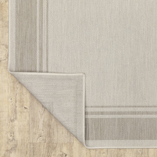 Parlan Solid Border Indoor-Outdoor Area Rug, Ivory, 9'10"x12'10"