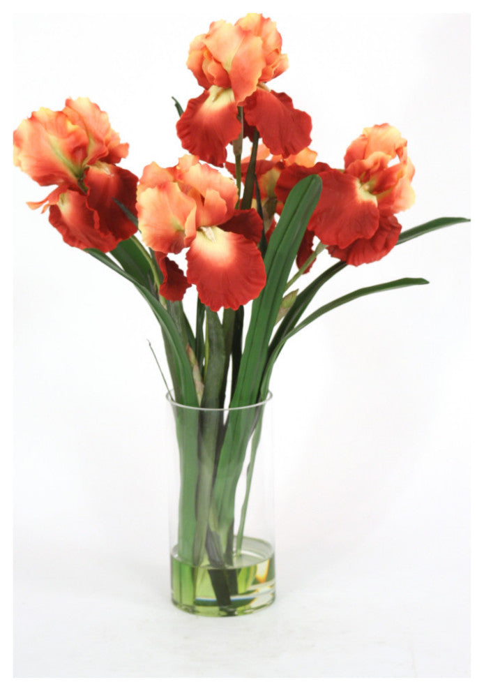 WaterlookÂ® Rust Gold Iris with Blades in Glass Cylinder