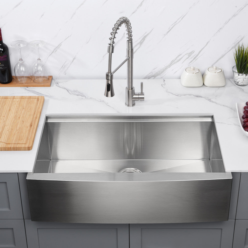 Farmhouse Apron-Front 18-Gauge Stainless Steel Single Bowl Kitchen Sink, 36"