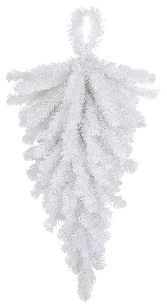 30" Snow White Artificial Teardrop Christmas Swag Unlit