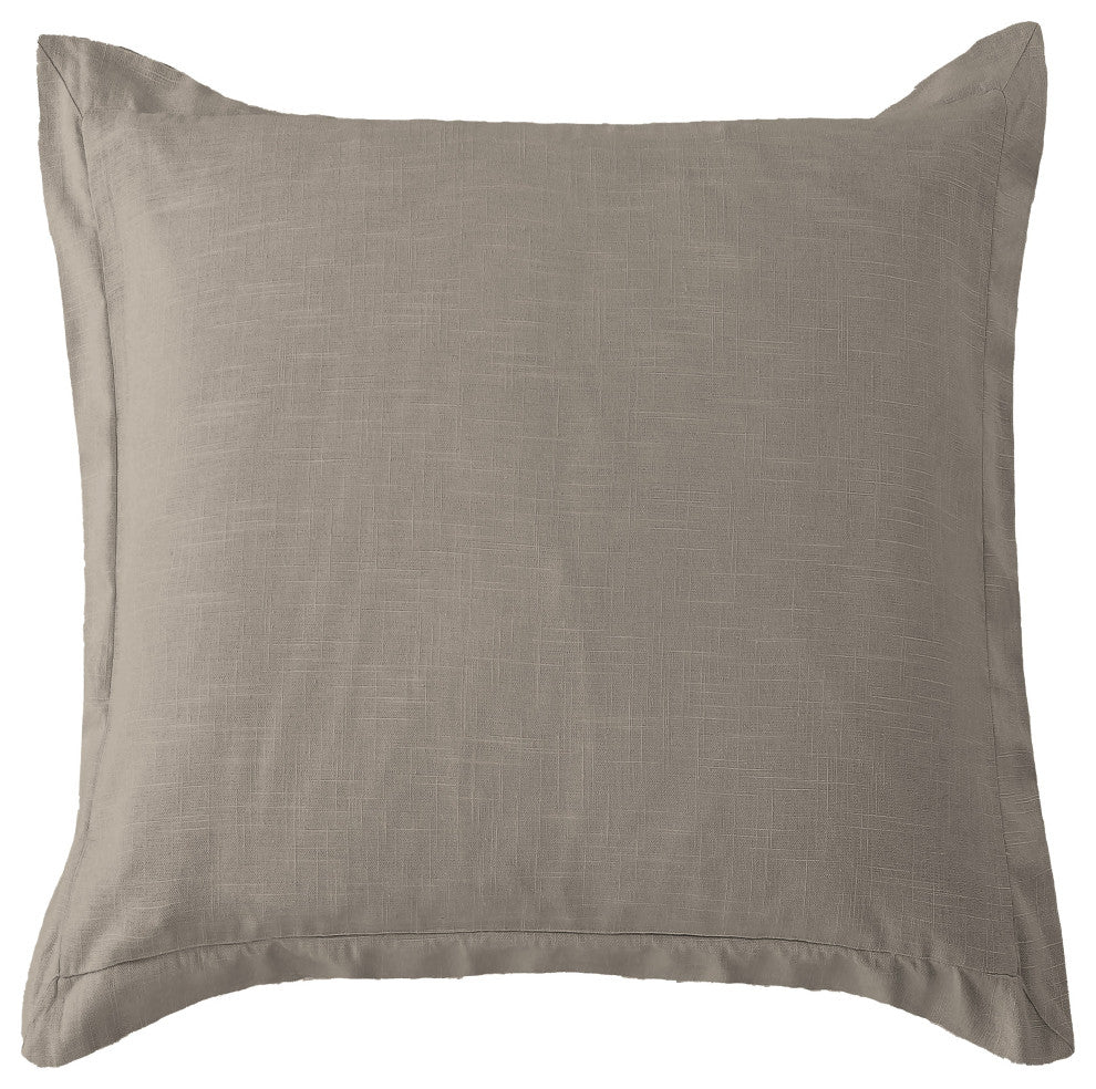 Luna Washed Linen Tailored Euro Sham, 27"x27", Taupe, 1 Piece