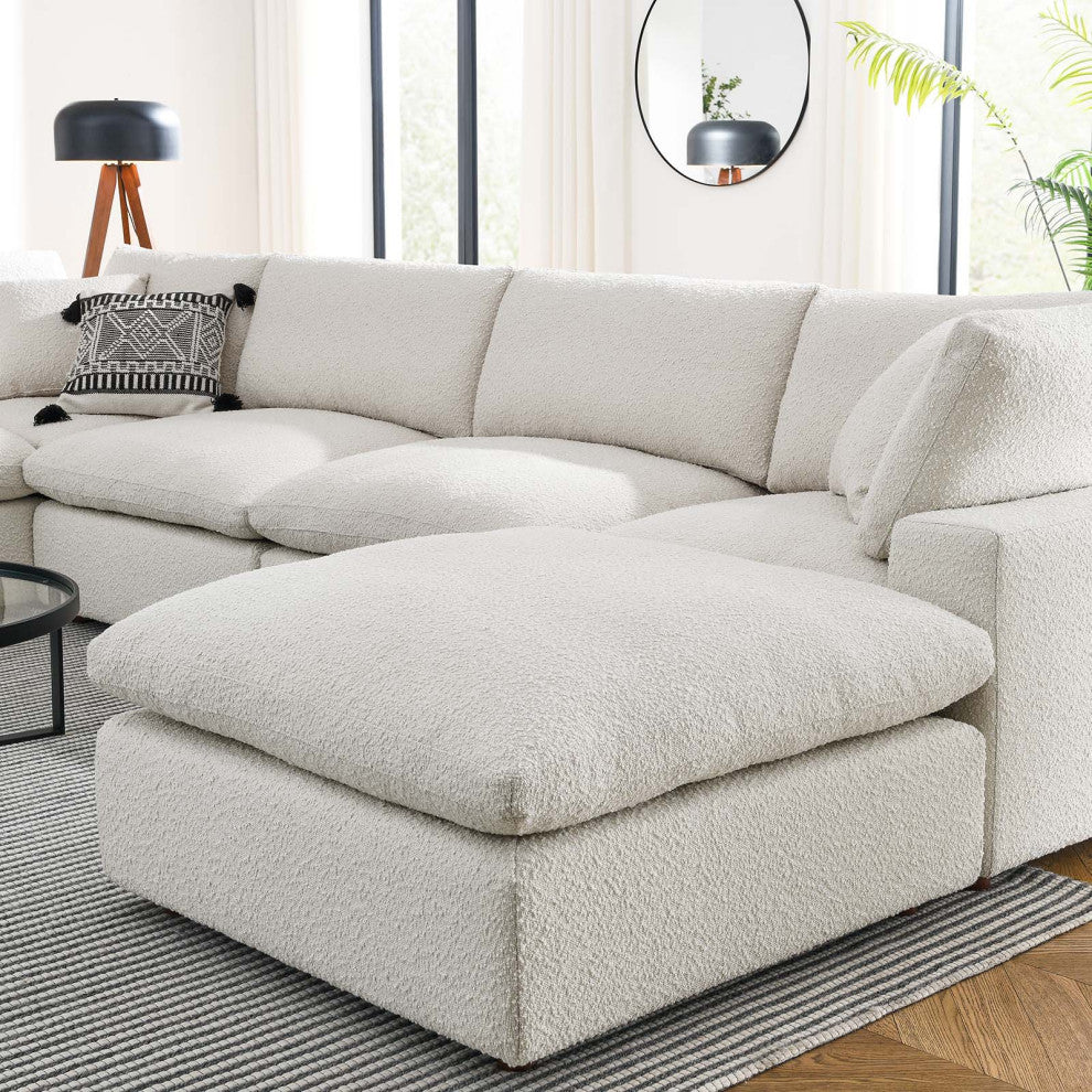 Commix Down Filled Overstuffed Boucle 7-Piece Sectional Sofa, Ivory