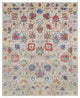 Ivory Hand Knotted Tabriz Vase With Flower Design Silk With Wool Rug 8'3"x10'3"